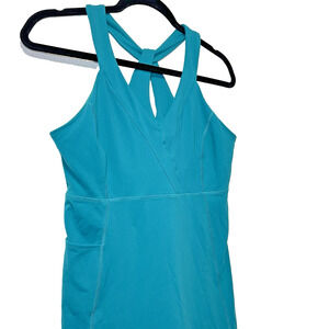 LUCY Dress Women Athletic Stretch Racerback Blue Inner Bra Sports Athleisure M